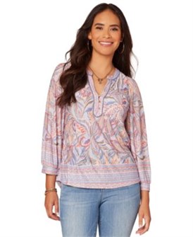 Очаровательный джемпер из трикотажа с абстрактным принтом на рукавах для подростков от Democracy 11225504