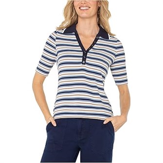 Мягкий трикотажный топ с воротником Хенли и короткими рукавами от Liverpool Los Angeles, широкий, 93% вискоза 11171089