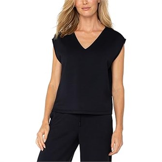 Топ с объемными рукавами и V-образным вырезом из мягкого материала от Liverpool Los Angeles, 53% модал 11230529