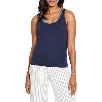 Топ Nic+Zoe с блестящей отделкой, облегающий силуэт, 57% хлопка, 38% модала, 5% спандекса 11177704