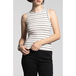 Weekend Los Angeles Топ Alessandra из хлопка и модала с полосатой фактурой, идеально облегающий фигуру 10047903
