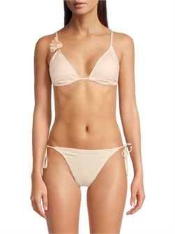 Red Carter Бикини-топ с треугольниками и 3D цветочными аппликациями, регулируемыми бретелями 11170645