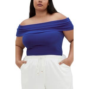 Трикотажный топ с открытыми плечами Jessa от City Chic, из мягкой ткани: 91% вискоза, 9% эластан 10047945