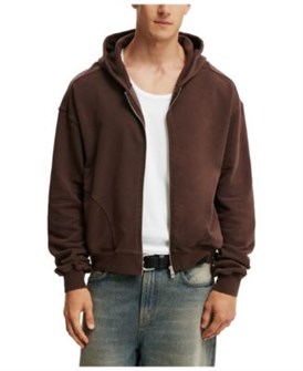 Cotton On Мужское укороченное худи на молнии с двойной застежкой и карманами, 80% хлопка, 20% полиэстера 11225526