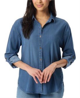 Рубашка Gloria Vanderbilt с отложным воротником и рукавами на пуговицах, 53% хлопок 11227881