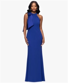 Длинное платье из скуба-крепа с высоким воротником и задней застежкой на молнии от Betsy &amp, Adam для миниатюрных размеров 11231263