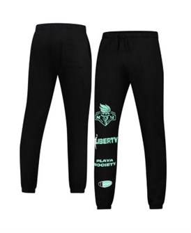 Playa Society Чёрные флисовые спортивные штаны унисекс New York Liberty с удобным поясом и карманами 11237275