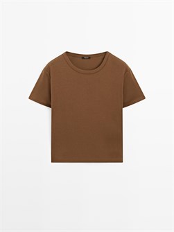 Футболка Massimo Dutti с воротником свободного кроя, 100% хлопок, короткий рукав, рифленые края 11202107