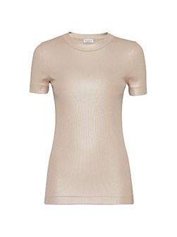 Сверкающая хлопковая джерси теннисная футболка с декором Brunello Cucinelli, Италия 11167850