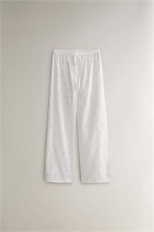 Хлопковые брюки с вышивкой лилий и эластичным поясом от Zara Home 11229511