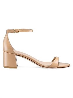 Stuart Weitzman Сандалии из лакированной кожи Nudist 50MM с открытым носком и пряжкой 11012287