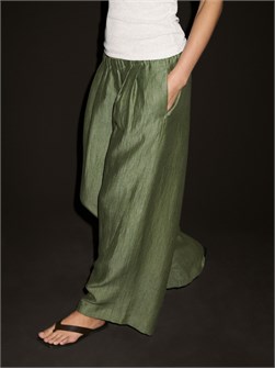 Льняные брюки прямого кроя Massimo Dutti с эластичным поясом и карманами 11201975