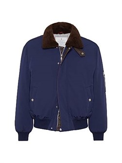 Длинный стёганый пуховик из нейлона от Brunello Cucinelli с овечьим воротником и двойной застёжкой 11167899