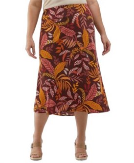 Юбка миди большого размера с элегантным рисунком листьев от ELLA Rafaella, эластичный пояс, полиэстер 11175447