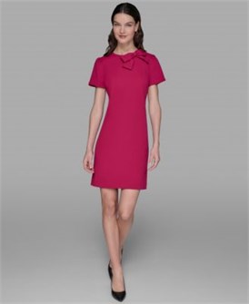 Женское платье А-силуэта из скуба-крепа с коротким рукавом и бантом от Karl Lagerfeld Paris 11222171