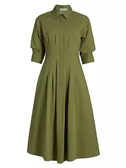 Миди-платье с плинтами от Simkhai, 100% хлопок, стойка-воротник, короткие рукава 10043239