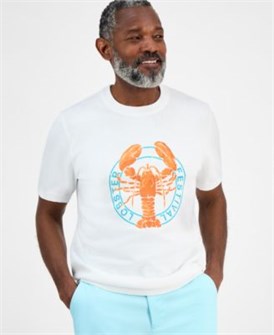 Мужская хлопковая футболка-лонгслив с графикой  ,Lobster Festival , и коротким рукавом от Club Room 11175291