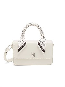 Amiri Итальянская кожаная микросумка с логотипом ',MA', и бантиком, размером 23 см x 12,7 см x 5 см 11166274