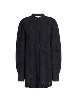 Блуза из хлопка с вышивкой от Isabel Marant с длинными рукавами и стойкой 11024694