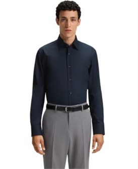 Hugo Boss Мужская рубашка BOSS из эластичного хлопка с классическим кроем, длинными рукавами и воротником Кент 11173882