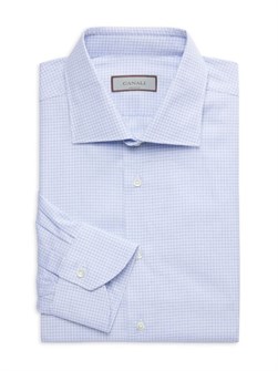 Мягкая хлопковая рубашка в клетку Canali с классическим кроем и длинными рукавами, произведена в Италии 11231806