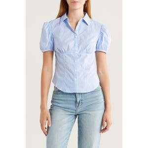 Lioness Хлопковая рубашка Mon Cheri с объемными рукавами и мягкими сборками на пуговицах 10048690