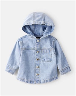 Carter',s Детская джинсовая куртка Baby Denim Fashion — светло-голубая, с капюшоном, свободного кроя, удобная для движения 11225307