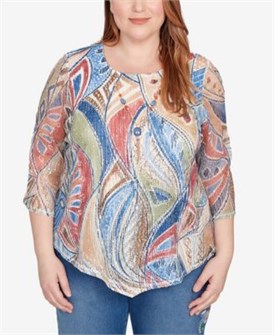 Alfred Dunner Футболка большого размера с текстурным декором и листьями El Paso, от 1X 11221635