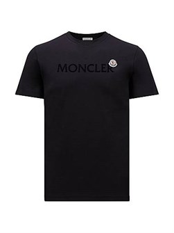 Футболка Moncler из органического хлопка с круглым вырезом, короткими рукавами и принтом логотипа 11168054