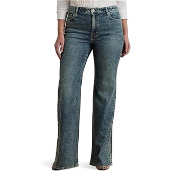 Джинсы большого размера LAUREN Ralph Lauren с высокой талией и расклешенными штанинами, стильный деним 11228953