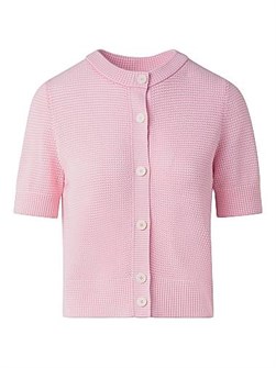 Кардиган Akris Punto из сетчатой шерсти мериноса с короткими рукавами и пуговицами 11018662