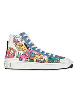 Высокие кроссовки Balmain B-Court на шнуровке из хлопка с дышащей подкладкой и резиновой подошвой 11168663