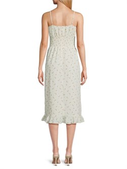 Приталенное миди-платье с цветочным принтом Lea &amp, Viola, А-силуэт, 100% полиэстер, с оборками 11178166