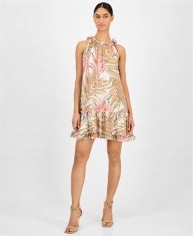 Летнее платье Robbie Bee с коротким рукавом и круглым вырезом для миниатюрных дам, украшенное рюшами на подоле 11223618