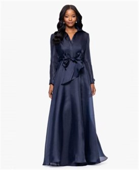 Женское однотонное платье-рубашка с завязкой спереди и длинными рукавами из органзы, Betsy &amp, Adam 11226321