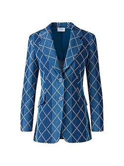 Хлопковый жакет с одинарной застёжкой Akris Punto с жаккардовым узором в виде ромбов, лонгслив 11169940