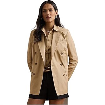 Двубортный блейзер из хлопкового твила LAUREN Ralph Lauren с расслабленным кроем и карманами, 100% хлопок 11177714