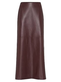 Длинная юбка-карандаш из мягкой напповой кожи Brunello Cucinelli с шелковой подкладкой, Италия 11167829