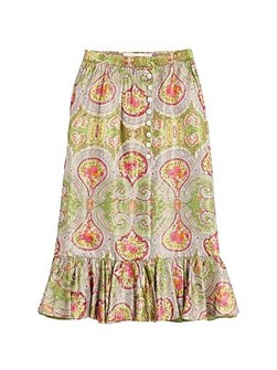 Valentino Garavani Юбка Lame', с принтом пейсли Voyage Imaginaire из 82% шелка и 18% полиэстера, произведено в Италии 11167649
