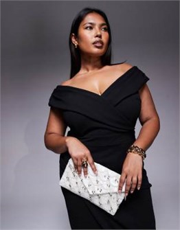 True Decadence Клатч-кошелёк с 3D-украшениями и съёмным ремешком в белом и серебристом цветах 11178386