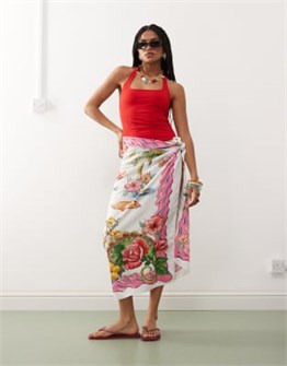 Reclaimed Vintage Эксклюзивный саронг и шарф с принтом Амальфи, прямоугольный крой, самостоятельно завязывающийся 11235341