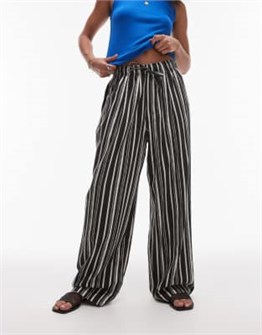 Широкие брюки Topshop с полосатым многослойным дизайном, высокой талией и карманами 11225924