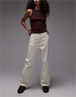 Джинсы Topshop со средней талией и прямым кроем в цвете сливочного масла 11230418