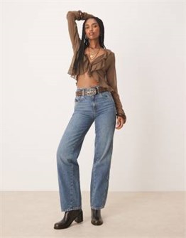 Джинсы Free People Aster с прямым кроем, высокой талией и пятью карманами 11232344