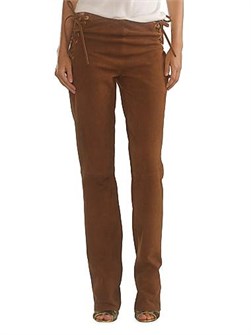 Замшевые прямые брюки с зашнуровкой от Cynthia Rowley, 100% замша, посадка 26,6 см, длина 86,3 см 11021327