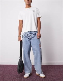 Джинсы ICECREAM с графическим принтом, свободным кроем, пятью карманами и скрытой молнией 11170464