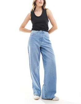 Джинсы Vero Moda Kirsa из светло-голубого денима со средней посадкой и широкими штанинами 11230363