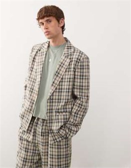 Жилет в стиле 90-х с расслабленным кроем и принтом в клетку от COLLUSION – часть комплекта 11169526