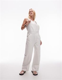 Джинсовые комбинезоны ARKET из стеганого твила в цвете офф-вайт с регулируемыми ремнями и функциональными карманами 11221171