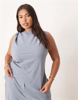 ASOS Curve Топ ASOS DESIGN Curve без рукавов с асимметричным кроем, закрученными деталями и высокой горловиной 11234887